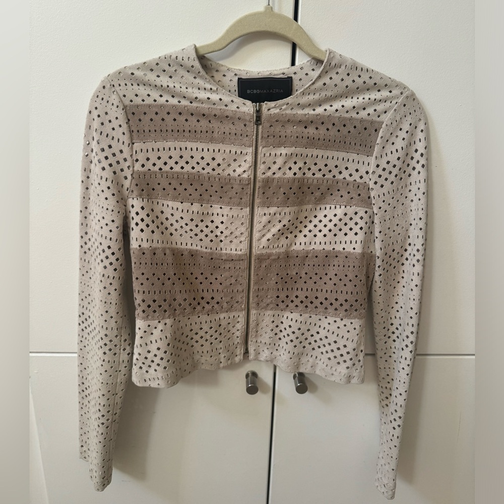BCBGMaxAzria Suede Zipper Jacket